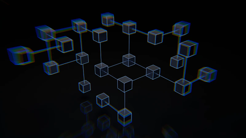 Renderização abstrata em tons quentes representando fluxo de dados